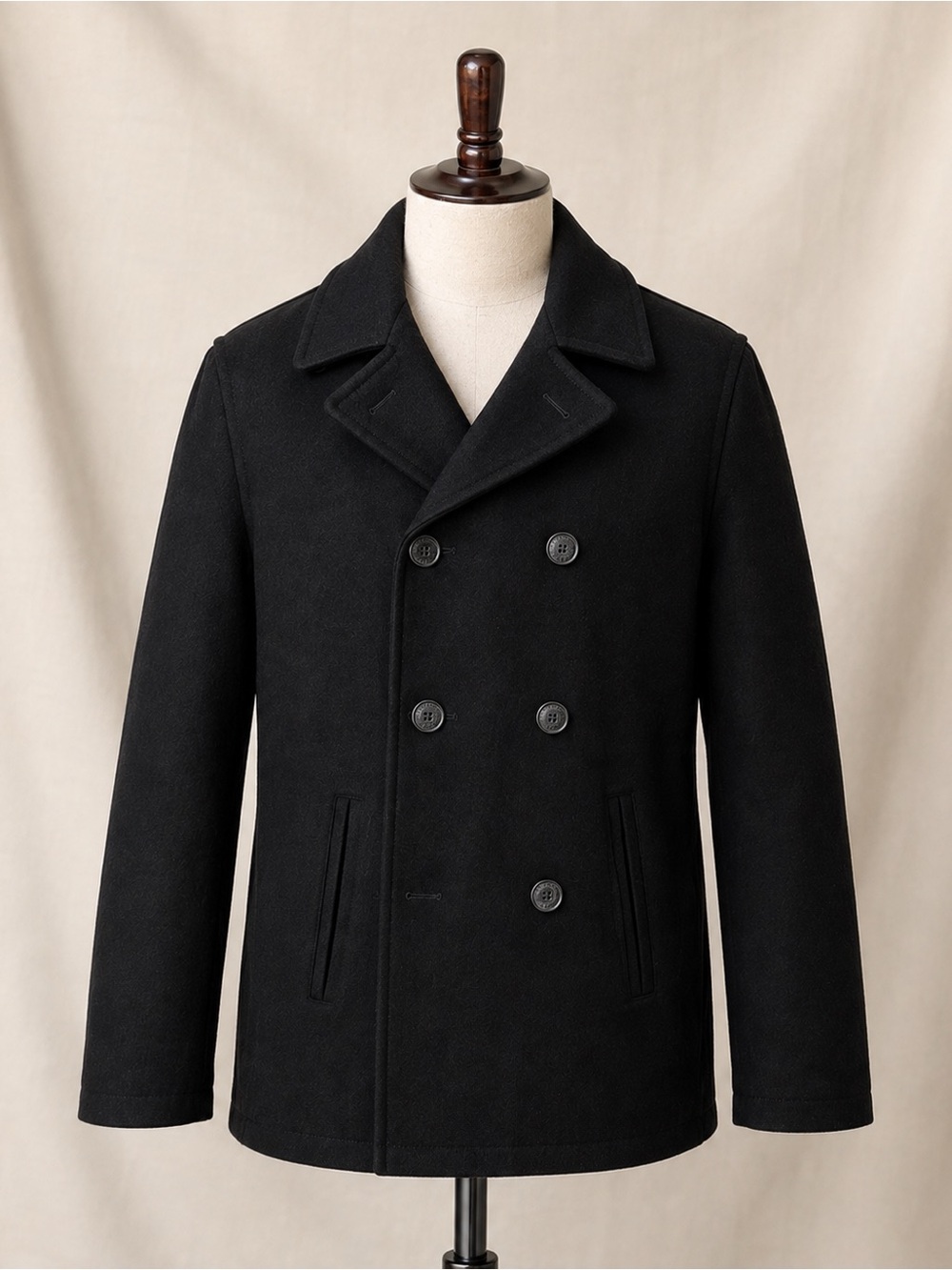 Vintage Levi’s Men’s XL Black Double Breasted Peacoat Red Quilted Lining